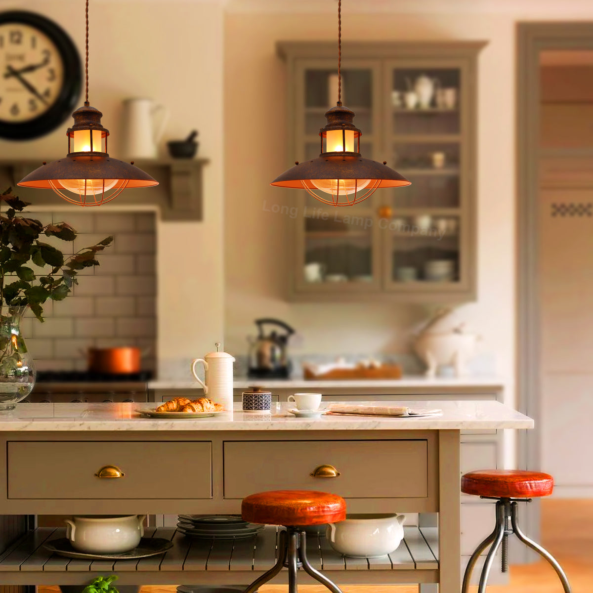 Industrial Ceiling Rustic Pendant Light Caged Lamp Shade Nautical Lantern