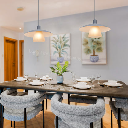 Modern Ceiling Pendant Light Grey Frosted Glass