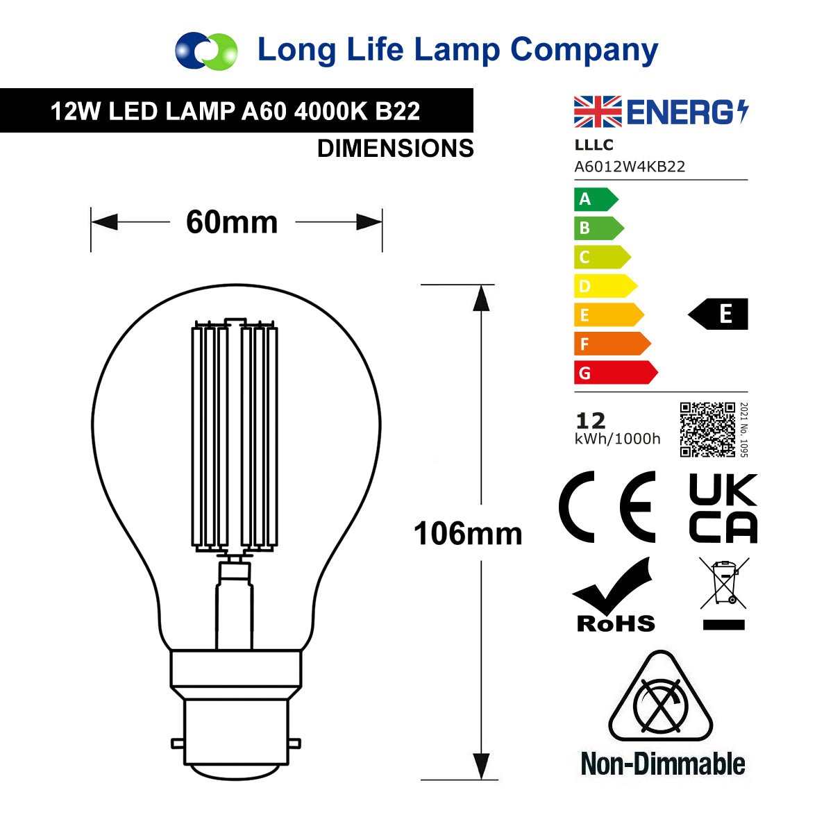 10W 12W LED A60 Filament Light Bulb 4000K B22 Clear Glass 3 or 5 or 10 PACK - Energy Light Bulbs - Free delivery on all orders