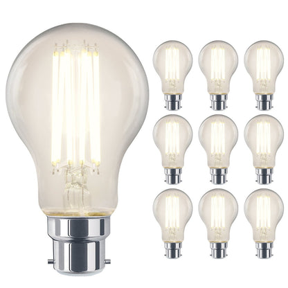 10W 12W LED A60 Filament Light Bulb 4000K Dimmable B22 Clear Glass 3 or 5 or 10 PACK - Energy Light Bulbs - Free delivery on all orders