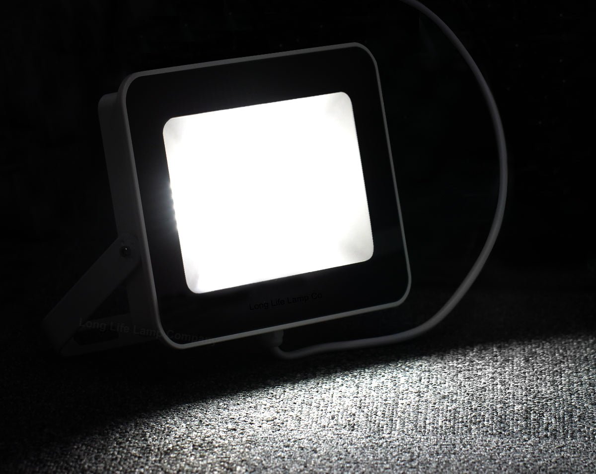 10w, 30w, 50w Compact Outdoor LED Flood Light White Body 6000k Super Bright - Free delivery on all orders
