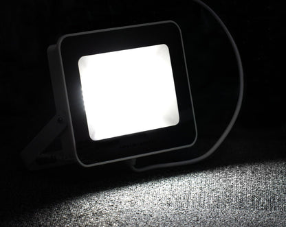 10w, 30w, 50w Compact Outdoor LED Flood Light White Body 6000k Super Bright - Free delivery on all orders