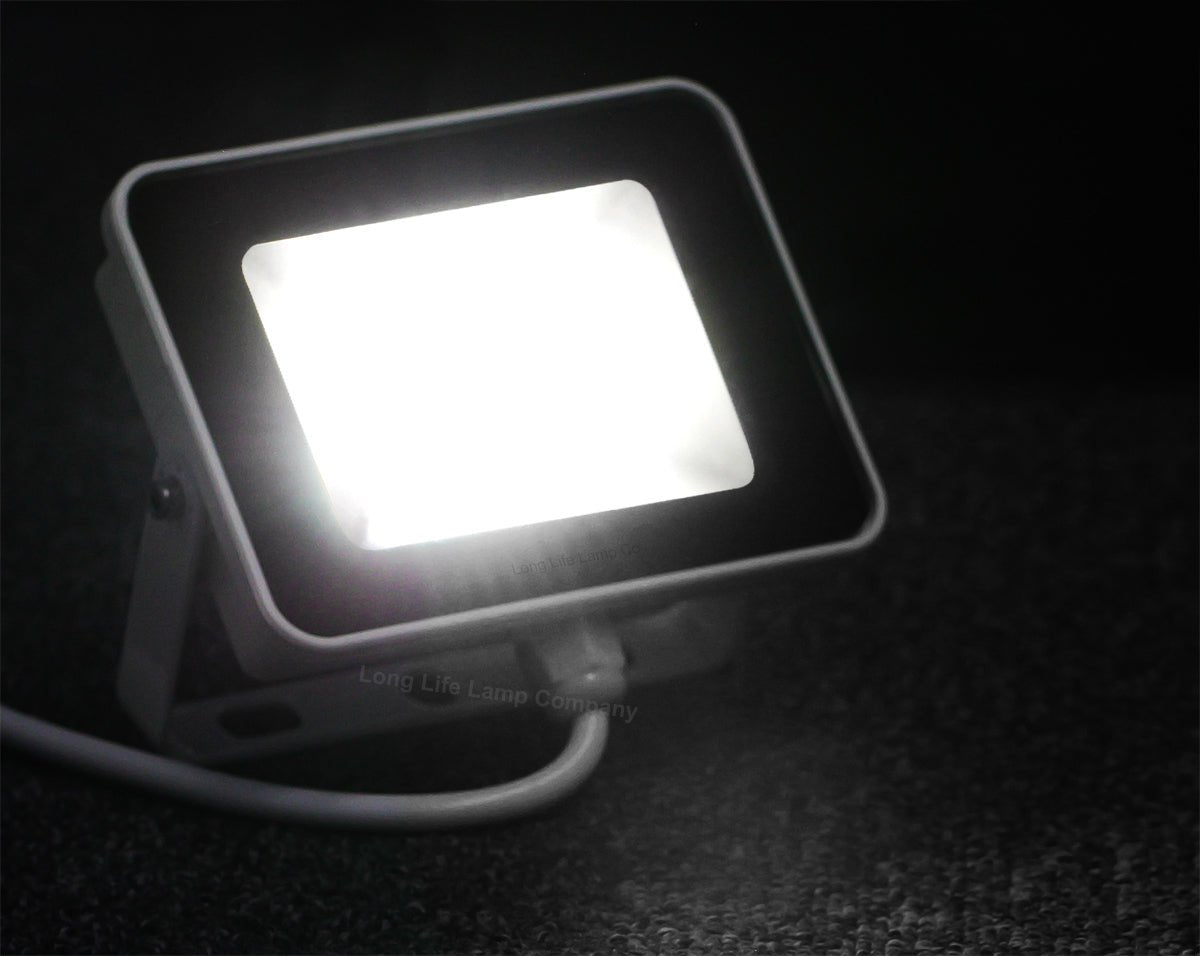 10w, 30w, 50w Compact Outdoor LED Flood Light White Body 6000k Super Bright - Free delivery on all orders