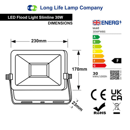 10w, 30w, 50w Compact Outdoor LED Flood Light White Body 6000k Super Bright - Free delivery on all orders