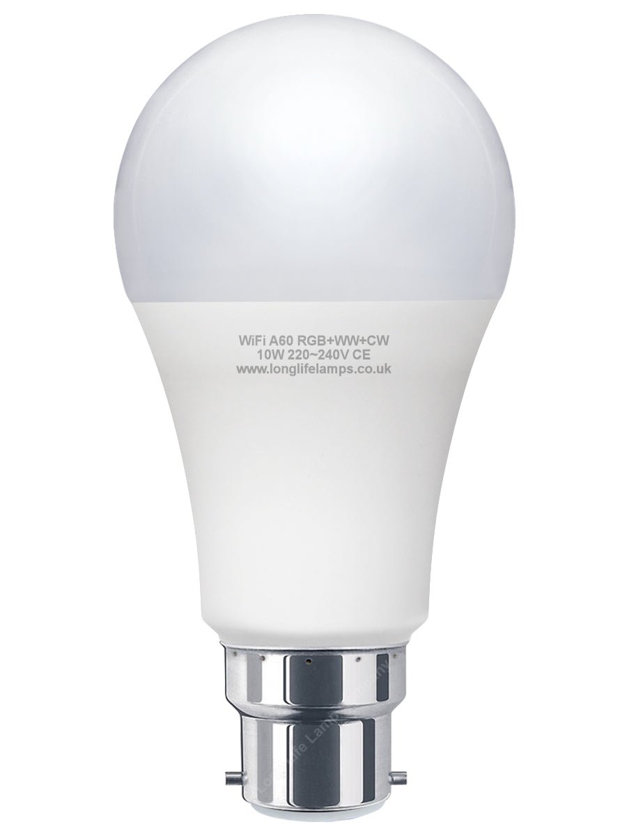 10W B22 LED Smart WiFi Light Bulb Colour Changing Mood Lamp - Free delivery on all orders