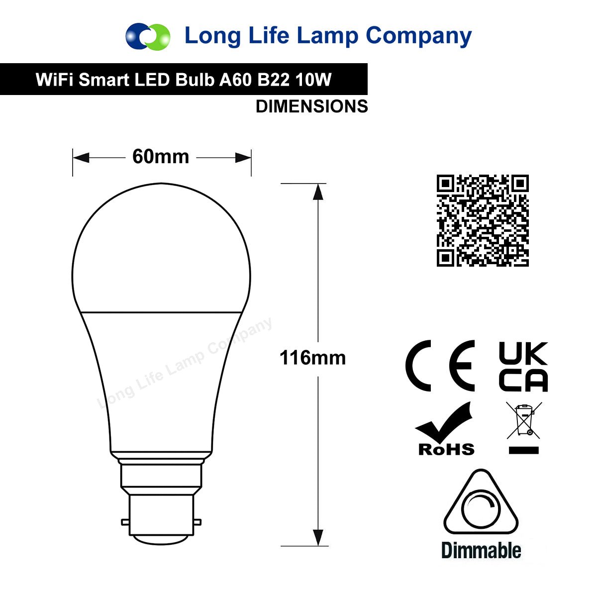 10W B22 LED Smart WiFi Light Bulb Colour Changing Mood Lamp - Free delivery on all orders