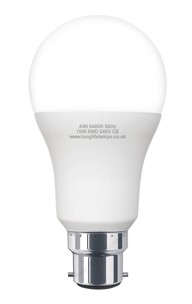 10w GLS LED Light Bulb Cool White B22 Bayonet A60 - Energy Light Bulbs - Free delivery on all orders