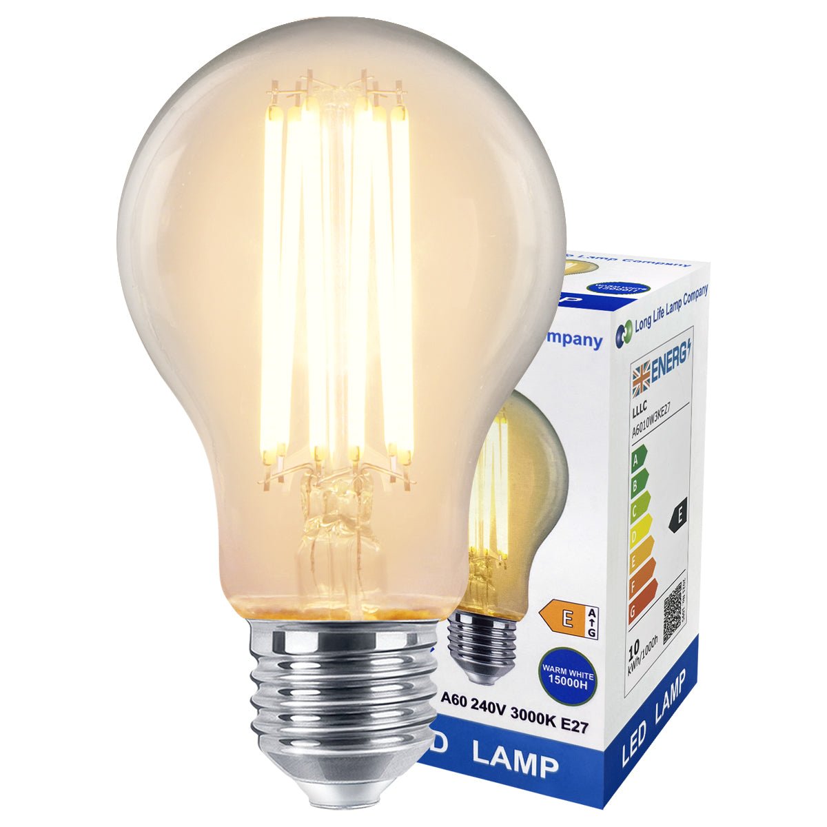 10W LED A60 Filament Light Bulb 3000K E27 Clear Glass 3 or 5 or 10 PACK - Energy Light Bulbs - Free delivery on all orders