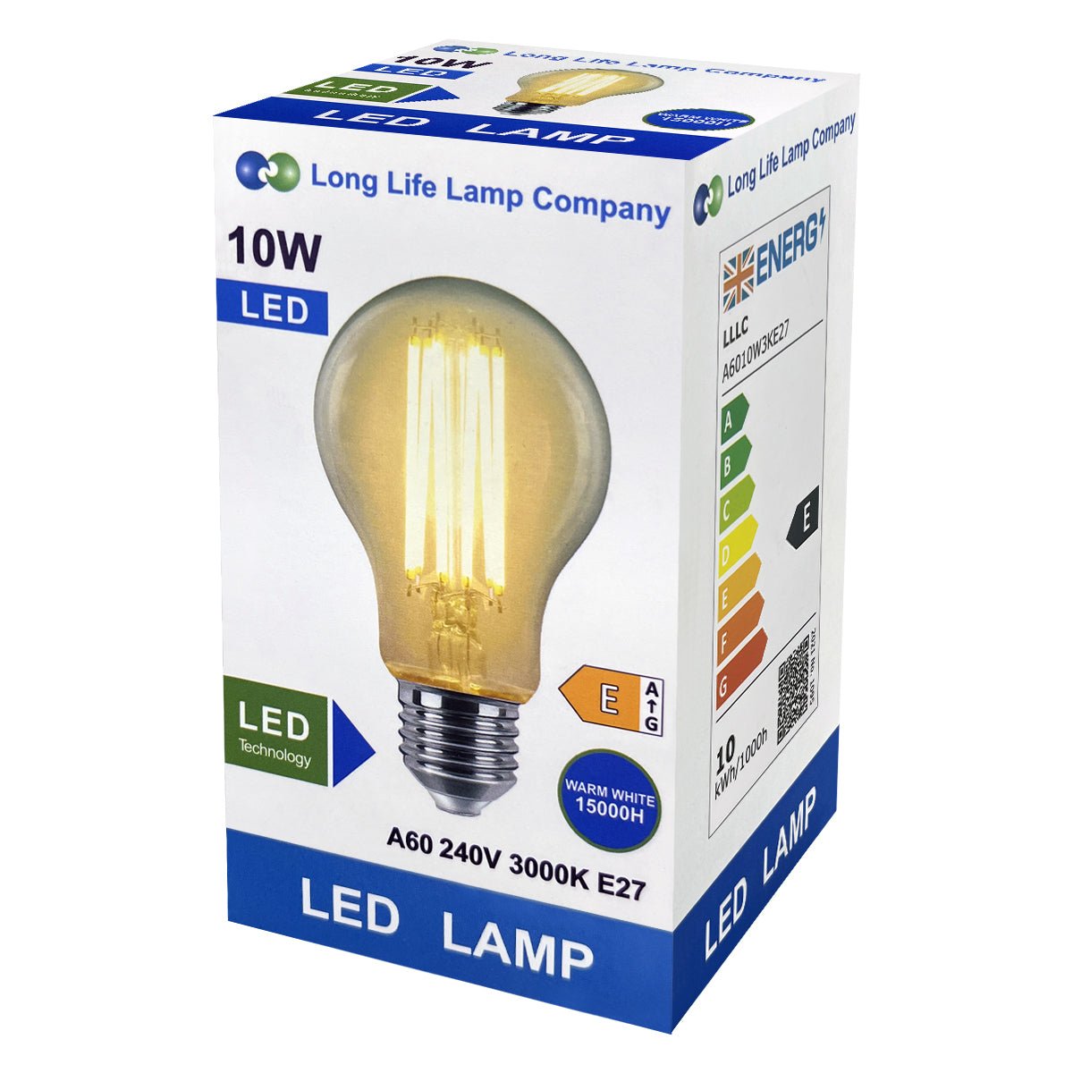 10W LED A60 Filament Light Bulb 3000K E27 Clear Glass 3 or 5 or 10 PACK - Energy Light Bulbs - Free delivery on all orders