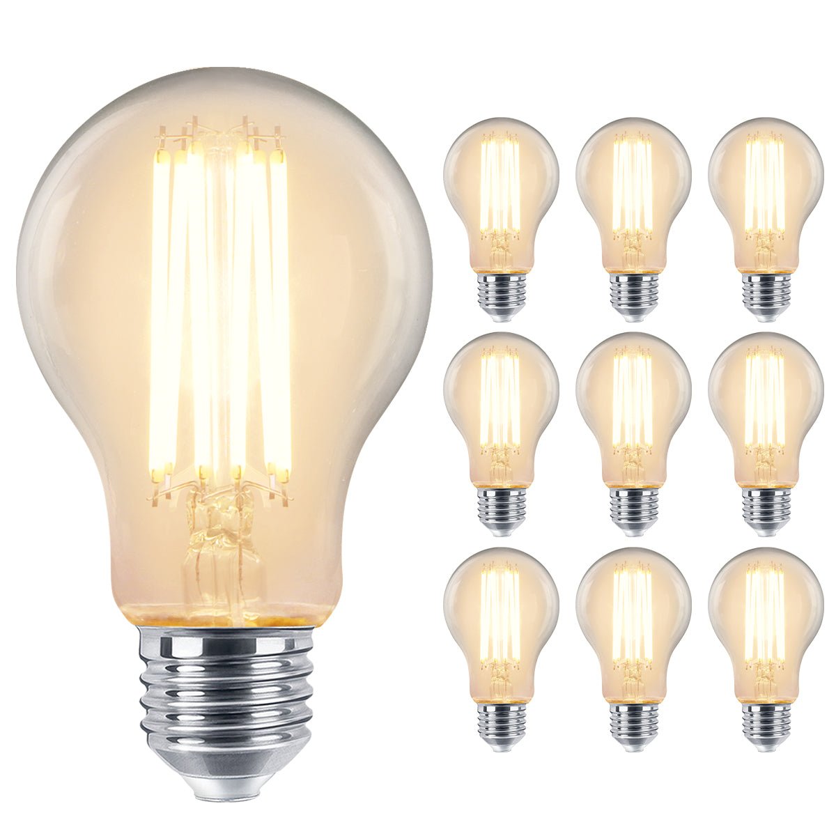 10W LED A60 Filament Light Bulb Dimmable 3000K E27 Clear Glass 3 or 5 or 10 PACK - Energy Light Bulbs - Free delivery on all orders
