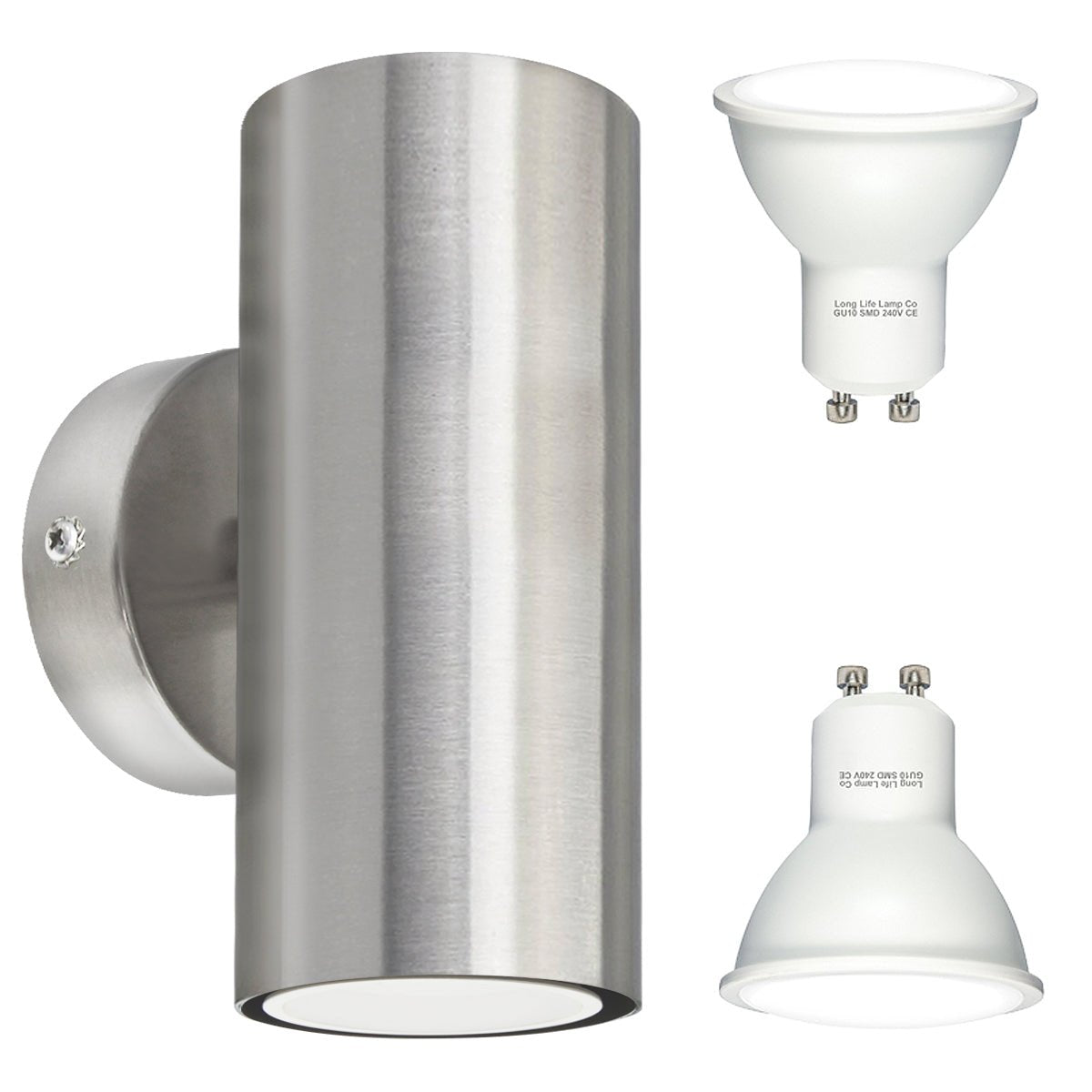 10W LED GU10 Up Down Double Indoor Wall Light IP20 Heavy Stainless Steel - Energy Light Bulbs - Free delivery on all orders