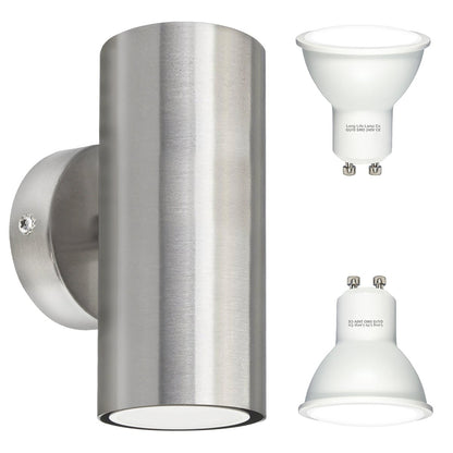 10W LED GU10 Up Down Double Indoor Wall Light IP20 Heavy Stainless Steel - Energy Light Bulbs - Free delivery on all orders