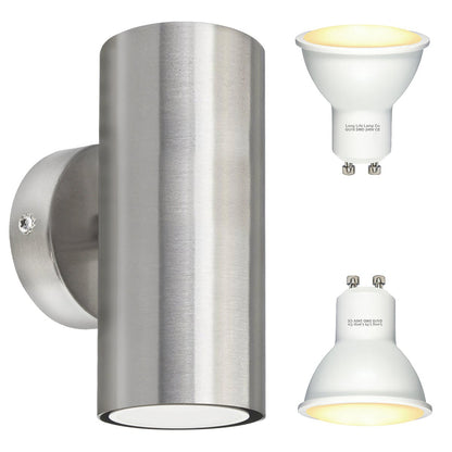 10W LED GU10 Up Down Double Indoor Wall Light IP20 Heavy Stainless Steel - Energy Light Bulbs - Free delivery on all orders