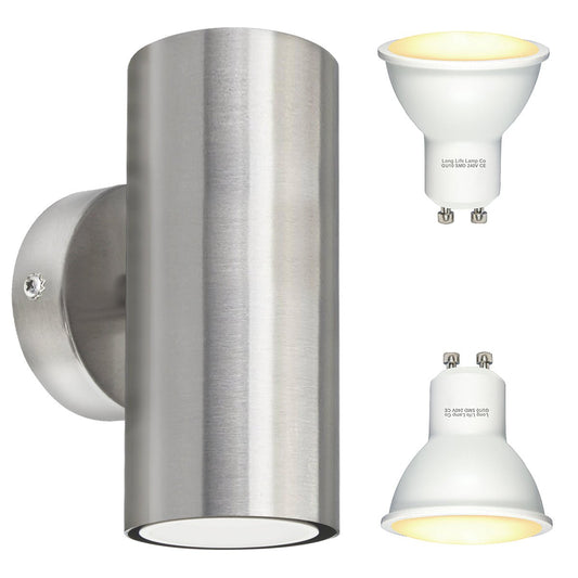 10W LED GU10 Up Down Double Indoor Wall Light IP20 Heavy Stainless Steel - Energy Light Bulbs - Free delivery on all orders