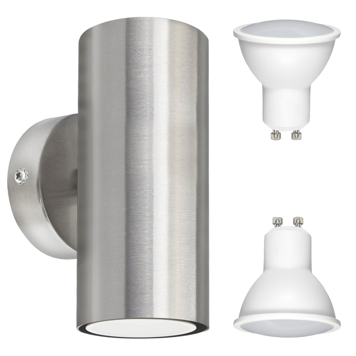 10W LED GU10 Up Down Double Indoor Wall Light IP20 Heavy Stainless Steel - Energy Light Bulbs - Free delivery on all orders