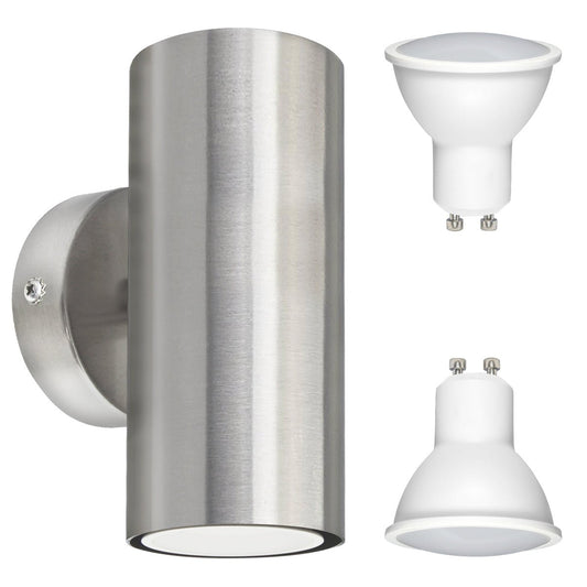 10W LED GU10 Up Down Double Indoor Wall Light IP20 Heavy Stainless Steel - Energy Light Bulbs - Free delivery on all orders