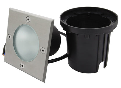 10w LED Outdoor Ground Walkover Light Square Cool White Brushed Chrome Finish - Energy Light Bulbs - Free delivery on all orders