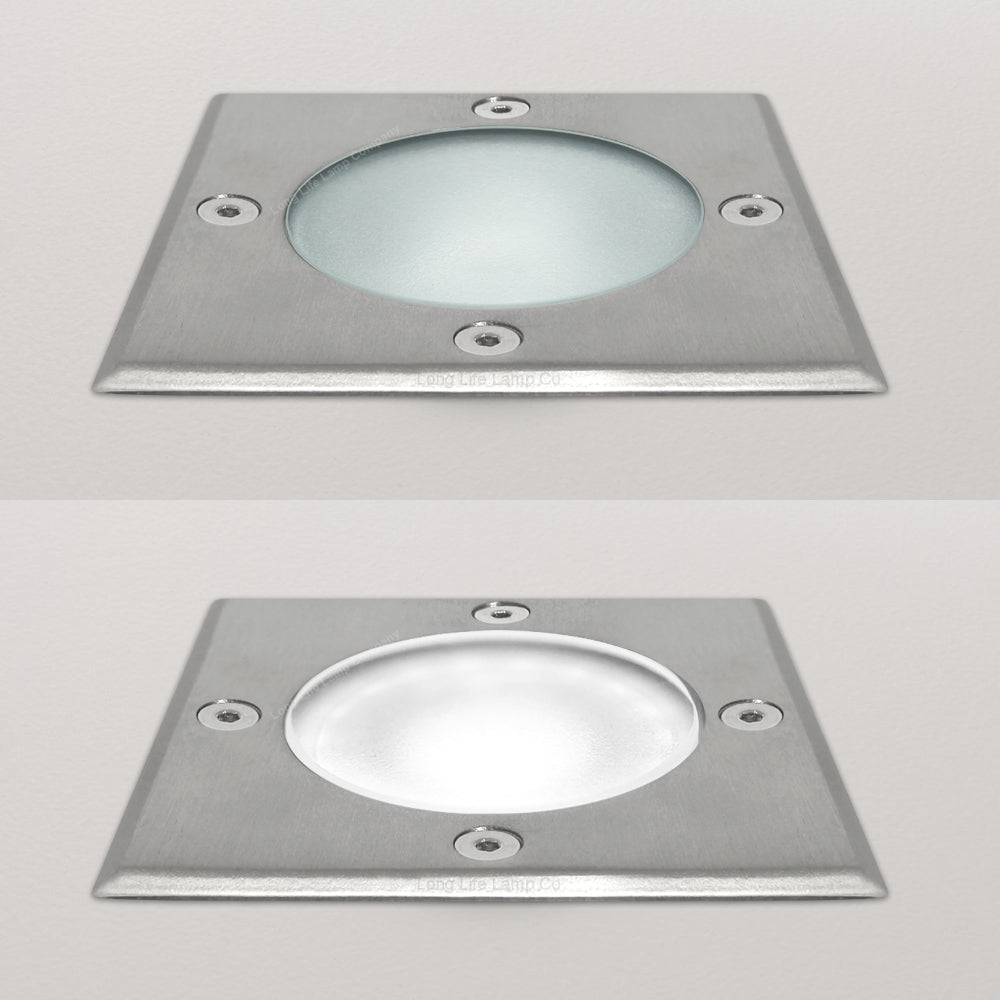 10w LED Outdoor Ground Walkover Light Square Cool White Brushed Chrome Finish - Energy Light Bulbs - Free delivery on all orders