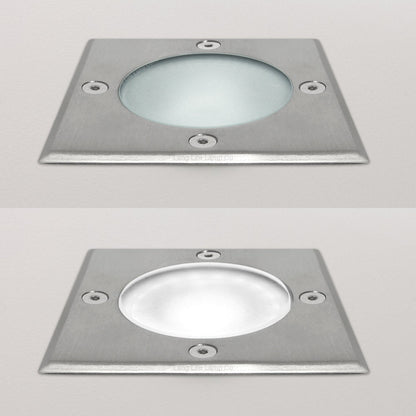 10w LED Outdoor Ground Walkover Light Square Cool White Brushed Chrome Finish - Energy Light Bulbs - Free delivery on all orders