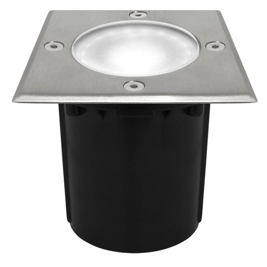 10w LED Outdoor Ground Walkover Light Square Cool White Brushed Chrome Finish - Energy Light Bulbs - Free delivery on all orders