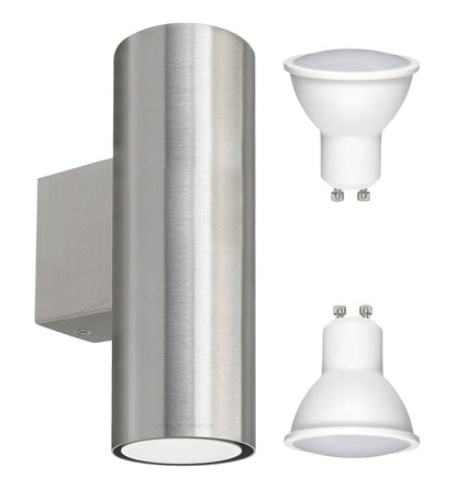 10W LED Stainless Steel Up Down Indoor Wall Light GU10 IP20 - Energy Light Bulbs - Free delivery on all orders