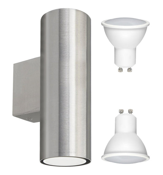 10W LED Stainless Steel Up Down Indoor Wall Light GU10 IP20 - Energy Light Bulbs - Free delivery on all orders