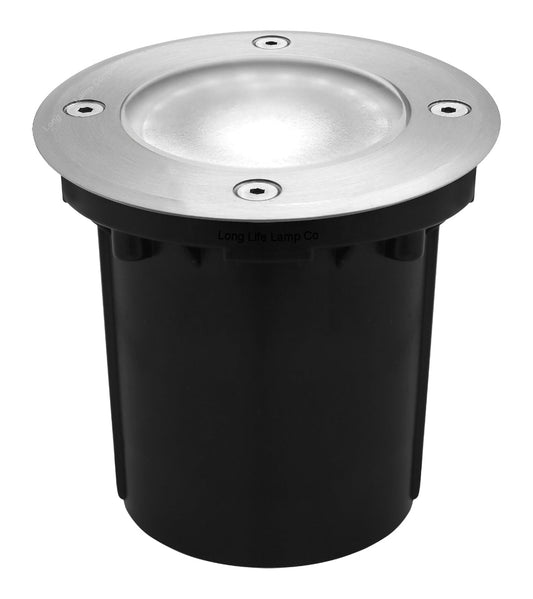 10w Outdoor Ground Walkover Light Round Cool White Brushed Chrome - Energy Light Bulbs - Free delivery on all orders