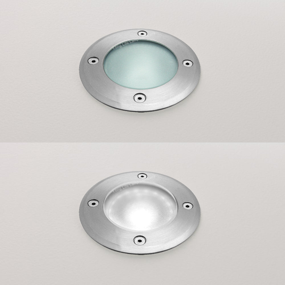 10w Outdoor Ground Walkover Light Round Cool White Brushed Chrome - Energy Light Bulbs - Free delivery on all orders