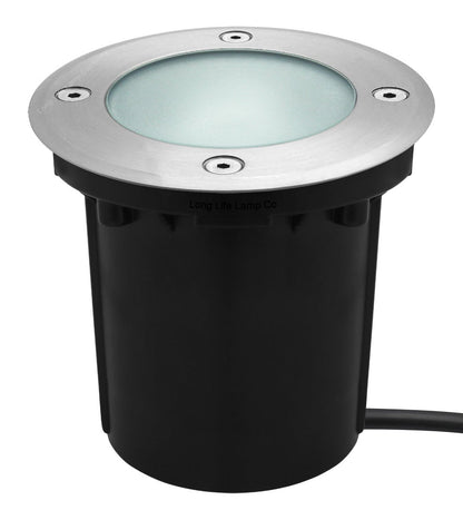 10w Outdoor Ground Walkover Light Round Cool White Brushed Chrome - Energy Light Bulbs - Free delivery on all orders