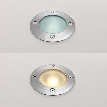 10w Outdoor Ground Walkover Light Round Warm White Brushed Chrome - Energy Light Bulbs - Free delivery on all orders