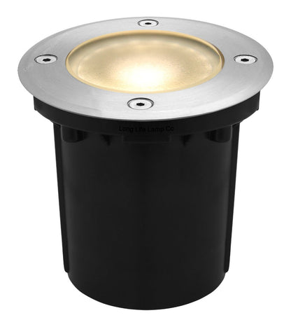 10w Outdoor Ground Walkover Light Round Warm White Brushed Chrome - Energy Light Bulbs - Free delivery on all orders