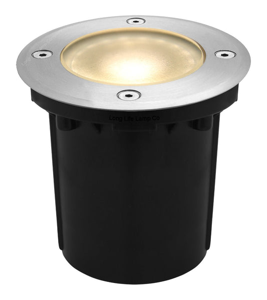 10w Outdoor Ground Walkover Light Round Warm White Brushed Chrome - Energy Light Bulbs - Free delivery on all orders