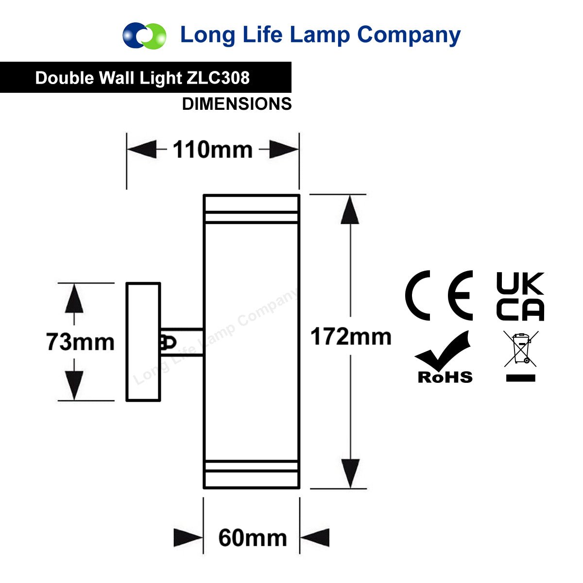 10W Warm White or Cool White LED Wall Light Stainless Steel IP65 - Energy Light Bulbs - Free delivery on all orders