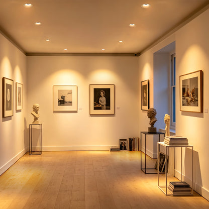 Adjustable anti-glare LED spotlight recessed neatly into a modern domestic interior ceiling