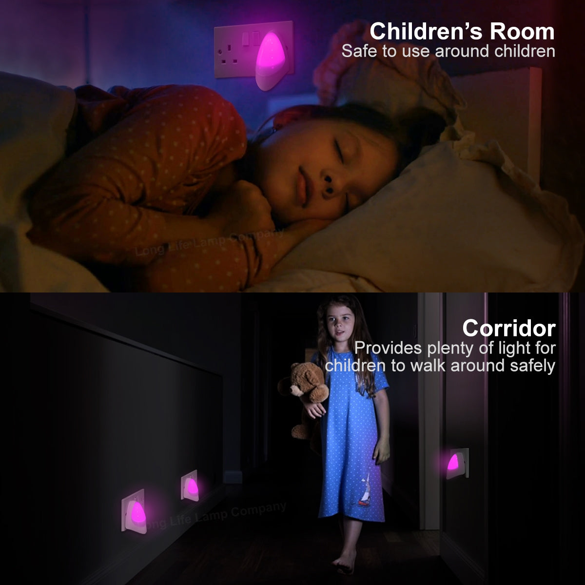 Automatic Pink LED Night Light Plug In Energy Saving Dusk 2 Dawn - Free delivery on all orders