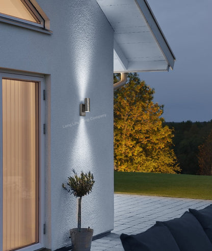 Outdoor Up Down Wall Light Dusk Till Dawn Sensor Stainless Steel Finish ZLC0203DTD