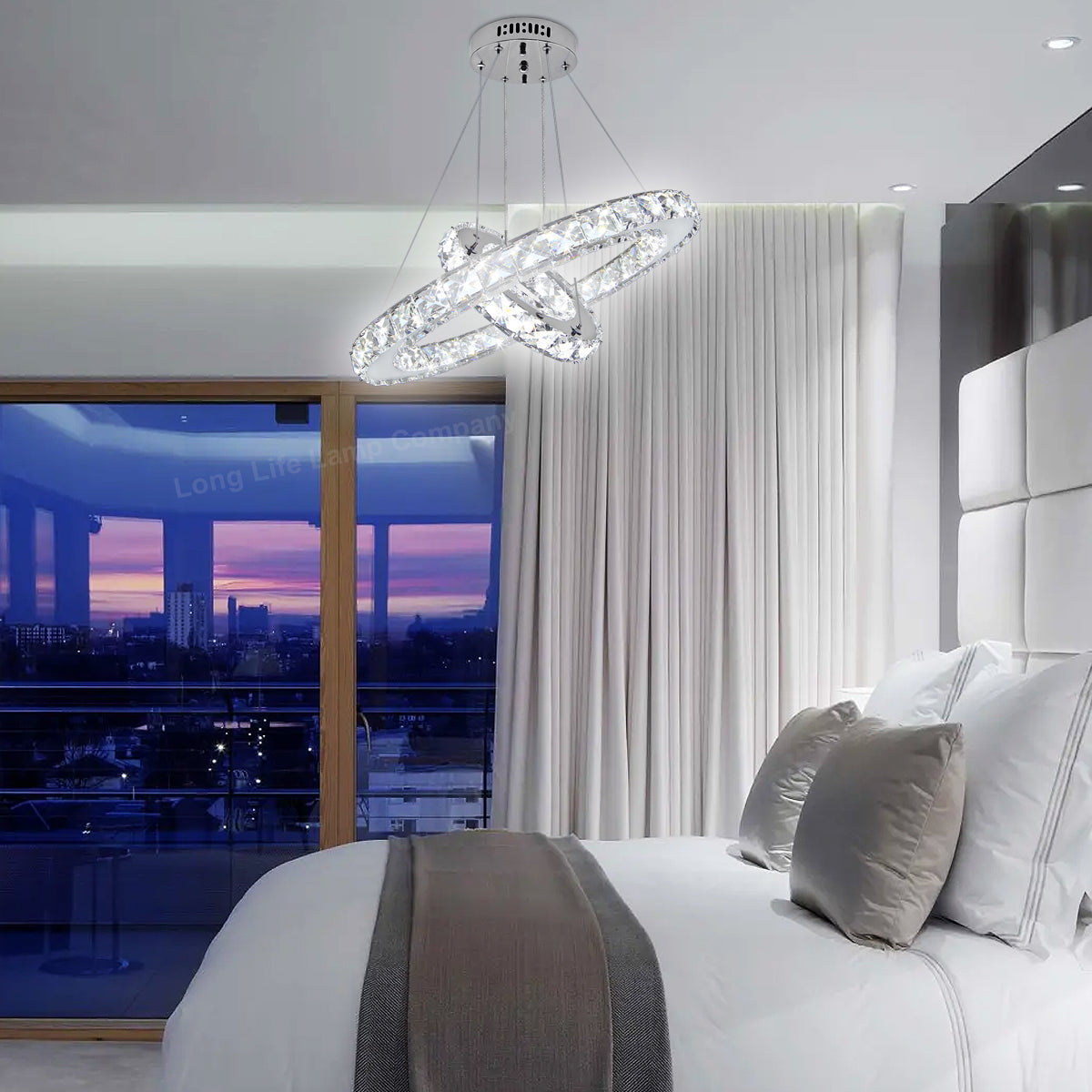 Modern Round LED Ring Chandelier Ceiling Light 24W Cool White 6000K