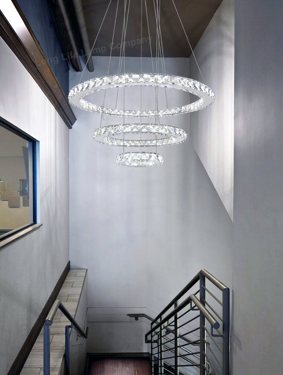 Modern Round Chandelier LED Ring Pendant Ceiling Light Cool White M0172