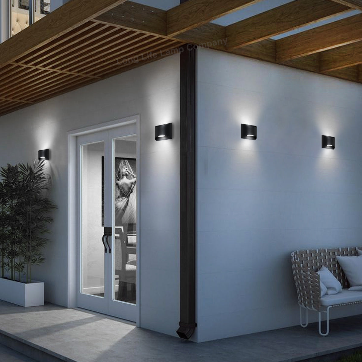 Modern LED Outdoor Wall Light Black Cool White