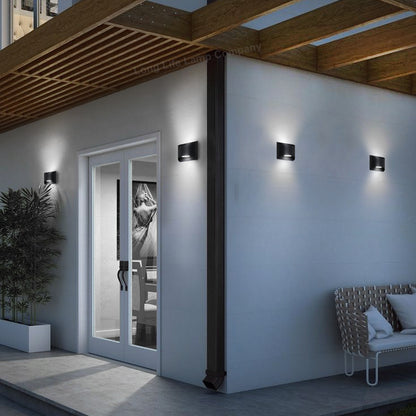 Modern LED Outdoor Wall Light Black Cool White