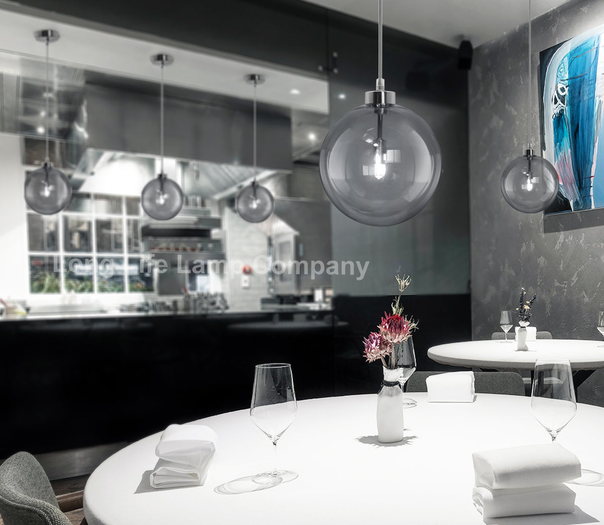 Modern Vintage Ceiling Smoked Grey Globe Pendant Light - Free delivery on all orders