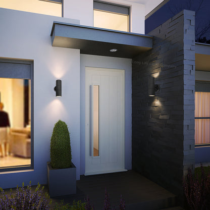 2 X Outdoor Black Double Wall Light