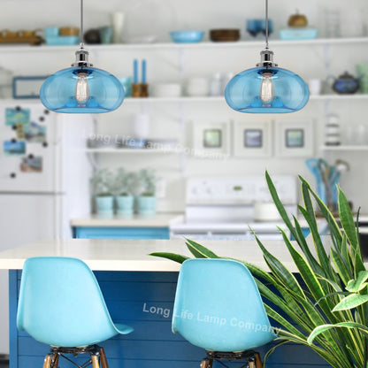 Modern Vintage Blue Glass Dome Ceiling Pendant Lamp M0237