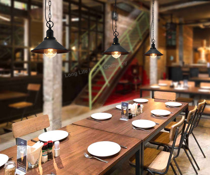 Vintage Retro Industrial Metal Black Scone Shade Pendant Light M0238