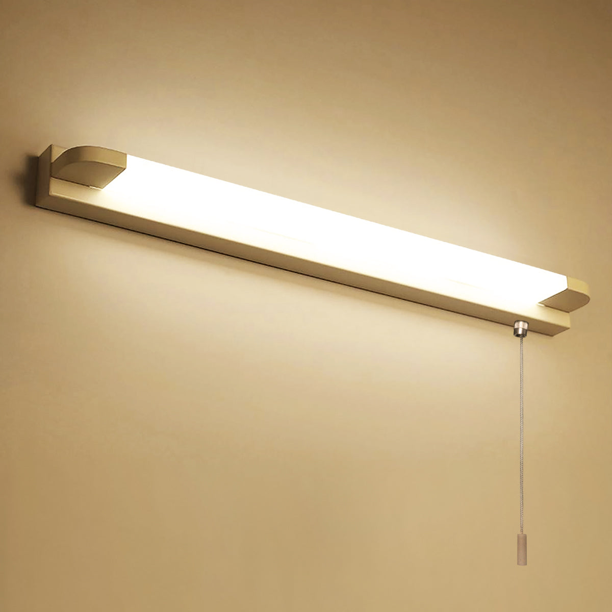 7w LED Bathroom Mirror Wall Light With Pull Cord Warm White 3000K IP44