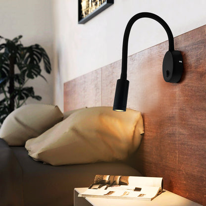 3W LED Adjustable Black Wall Mounted Reading Light with Flexible Arm Warm White 3000K