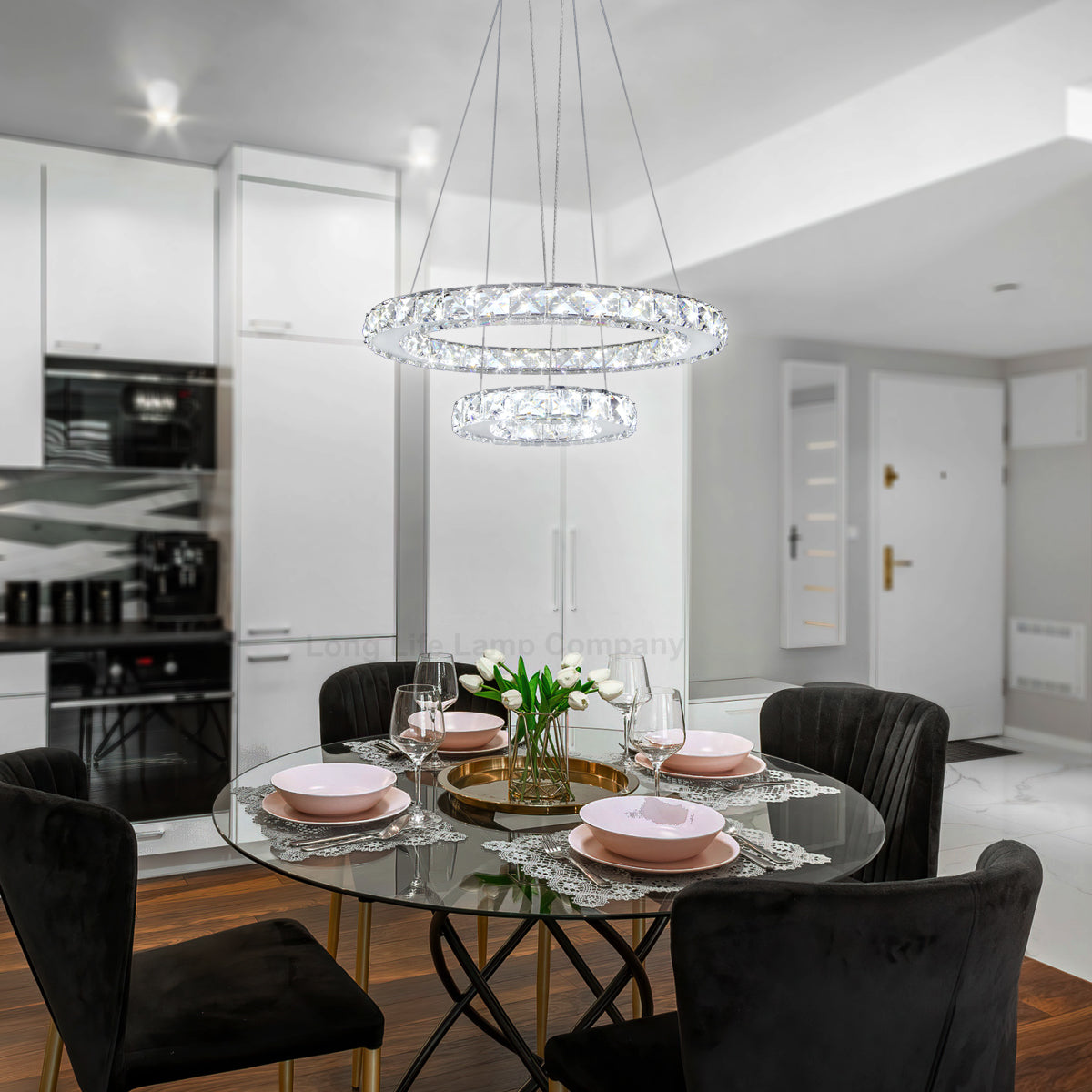 Modern Round LED Ring Chandelier Ceiling Light 24W Cool White 6000K