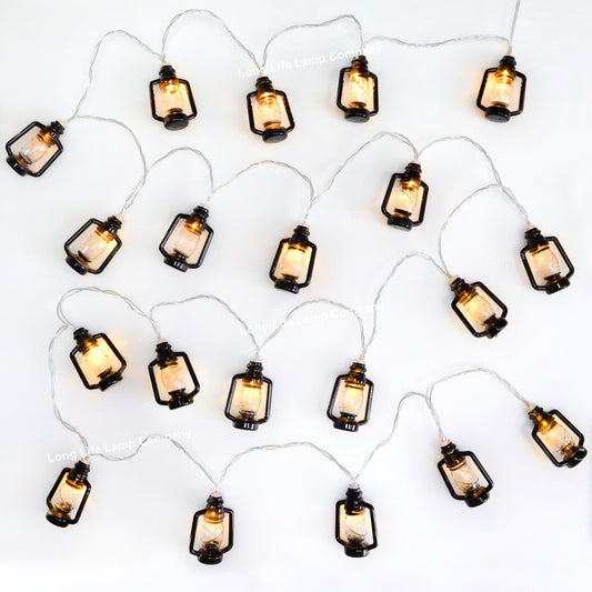 Outdoor or Indoor Mini Lantern 20 LED String Lights IP44 Mains Powered 2500K LANSL01