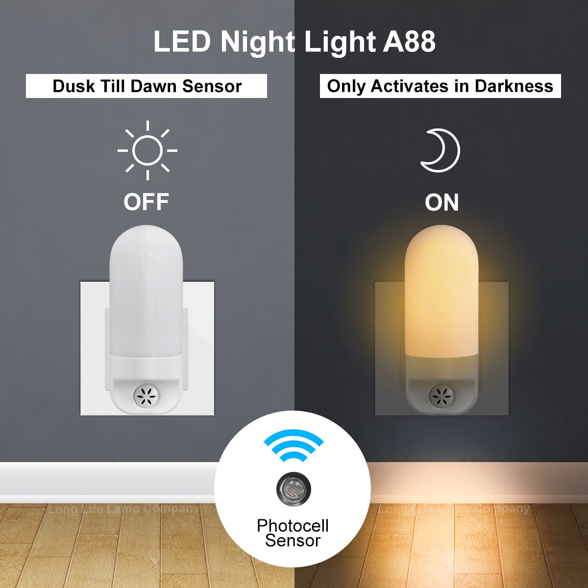 LED Night Light Dusk To Dawn Auto Sensor Warm White A88 - Free delivery on all orders