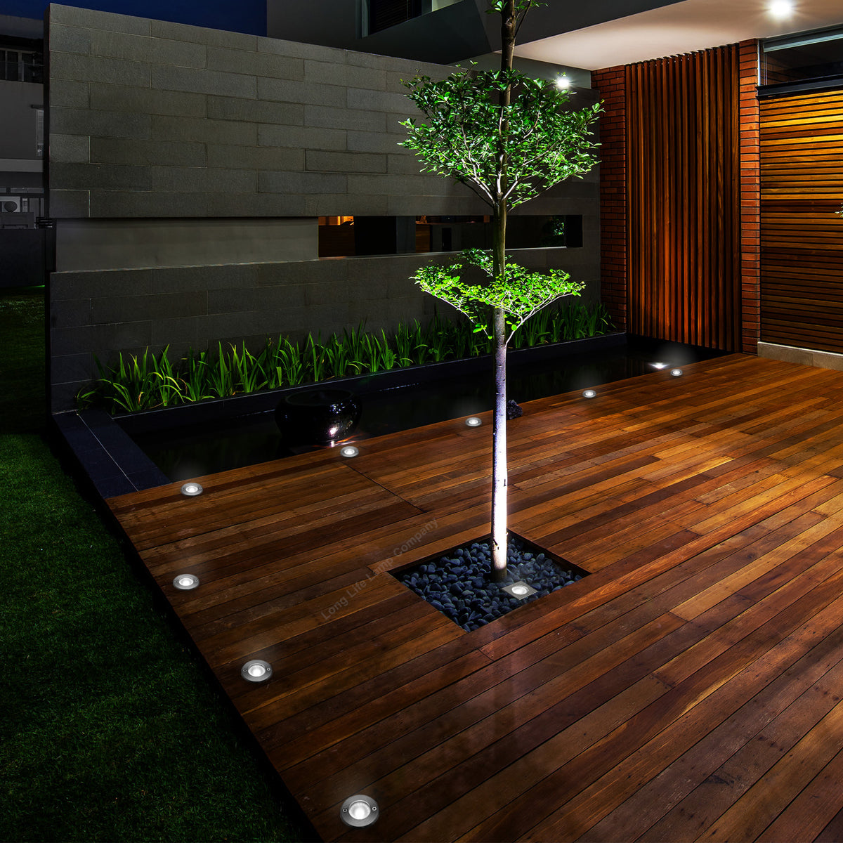 1w LED Recessed Outdoor Ground Light Round Cool White Brushed Chrome Walkover Uplighter GL07CW